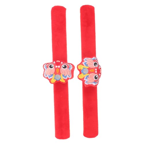 IMIKEYA 2 Stück Drachenstoffpuppe Schnapparmband aus dem Jahr des Drachen Erwachsene pj Party-Slap-Armbänder Frühlingsfest-Slap-Armband Schnapparmband mit Cartoon-Drachen Plastik rot von IMIKEYA