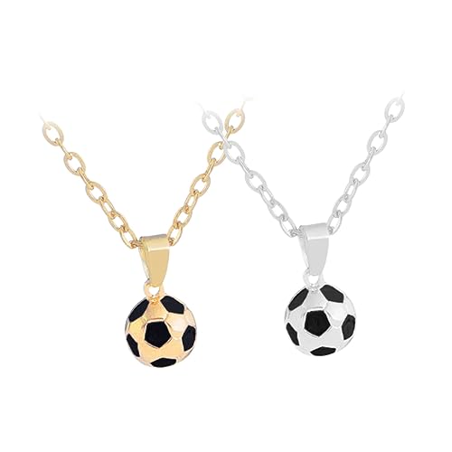 IMIKEYA 2 Stück Fußball Anhänger Halskette für Männer Teiliges Kreatives Design Gold und Silber Umweltfreundliches Legierungsschmuck für Fußballfans zu Besonderen Anlässen von IMIKEYA
