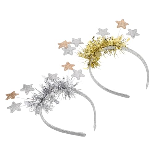 IMIKEYA 2 Stück Glitzer Stern Haarbänder Festliches Silvester Stirnband Gold und Silber für Weihnachts und Neujahrsfeiern Stabile Partyaccessoires für Damen und Erwachsene von IMIKEYA