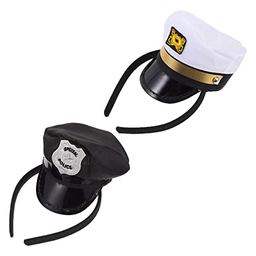IMIKEYA 2 Stück Halloween Cosplay Matrosenmützen Haarbänder Verstellbare Captain Haarschmuck für Kostümparty und Themenfeiern von IMIKEYA
