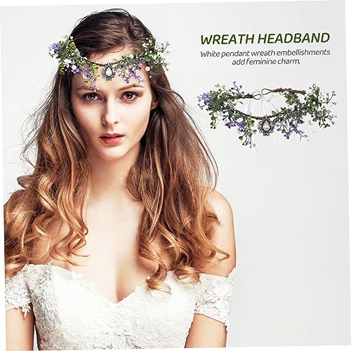 IMIKEYA 2 Stück Handgefertigtes Blumenkrone Stirnband mit Verstellbarem Band Eleganter Braut Kopfschmuck mit Strass Haarschmuck für Frauen zu Hochzeit Party Festlichkeiten von IMIKEYA
