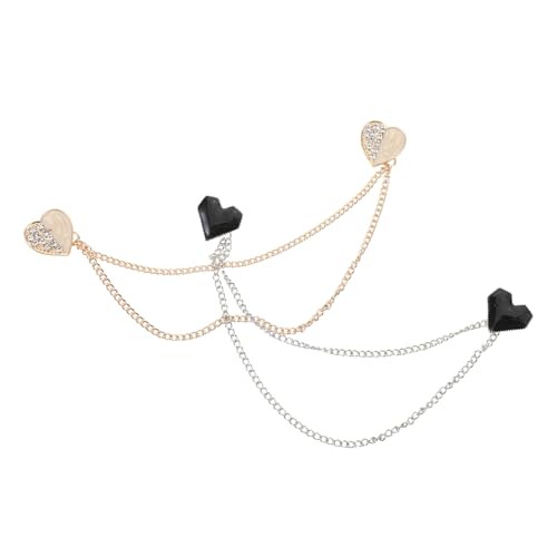 IMIKEYA 2stücke Herz-brosche Mit Kette Und Strasssteinen Für Damen Anstecknadel Mit Quasten Für Strickjacken Pullover Kragen Und Kleid Zinklegierung Verschleißfest Und Elegant von IMIKEYA