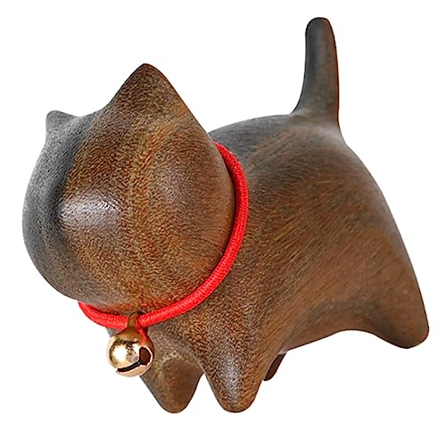 IMIKEYA 2 STK Schnitzereien Aus Holz Hölzerne Katze Kuchen Verzieren Katze Tierfigur Katzenmodell Spielzeug Katzenfiguren Spielzeug Desktop-Katzen-herzstück Haushalt Kopfhörerständer von IMIKEYA