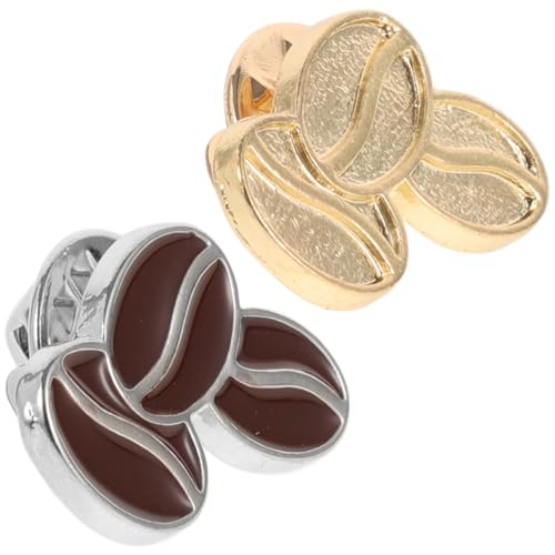 IMIKEYA 2 Stück Kaffeebohnen Brosche Metallische Anstecknadeln für Pullover und Jacken Dekorative Clips für Schals Süßes Design für Modeaccessoires von IMIKEYA