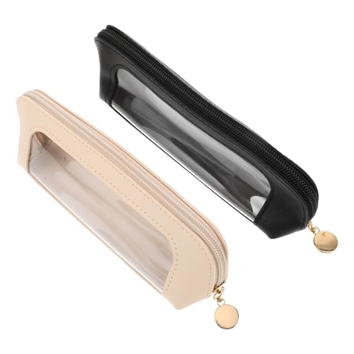 IMIKEYA 2 Stück Kosmetiktasche Transparent PU Reise Make Up Pinsel Organizer Groß Kapazität Tragbar Für Damen Zuhause Büro von IMIKEYA