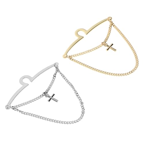 IMIKEYA 2 Stück Krawattenkette mit Kreuz Design Metall Krawattenklammern für Herren Stabile Haltekette Kratzfestes Material für Business Hochzeiten und Formelle Anlässe von IMIKEYA