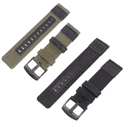 IMIKEYA 2 Stück Kreative Nylon Canvas Armbänder für Galaxy Watch Schwarz Grün Strapazierfähige Uhrenbänder Kompatibel für Damen und Herren Sportlich und von IMIKEYA