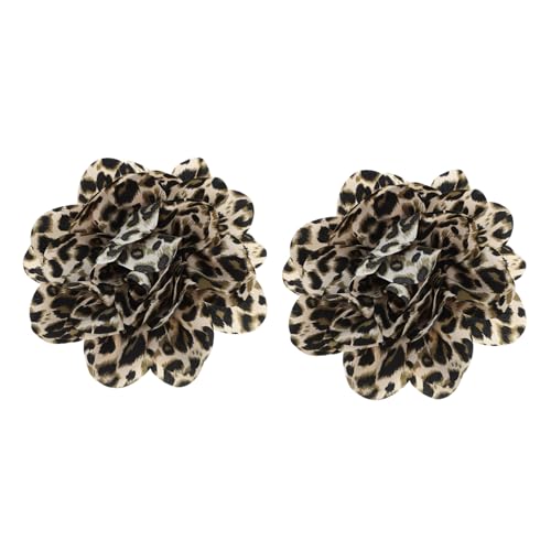 IMIKEYA 2 Stück Leopard Satin Stoff Blumenbrosche Extra Groß Handgefertigt Französischer Satin Stilvolle Anstecknadel für Hochzeit Party Geburtstagsgeschenk Damen Accessoire von IMIKEYA