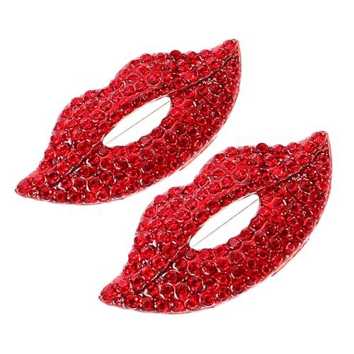 IMIKEYA 2 Stück Lippenbroschen mit Funkelnden Strasssteinen Zinklegierung Antirutschender Verschluss Anstecknadeln für Anzug und Formelle Kleidung Schmuck Badge für Damen von IMIKEYA