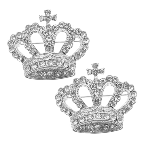 IMIKEYA 2 Stück Luxuriöse Kronen Broschen mit Zirkonia Funkelnde Strass Anstecknadeln aus Langlebiger Eleganter Schmuck für Mäntel Hüte und Festliche Anlässe Stilvolle Accessoires für von IMIKEYA