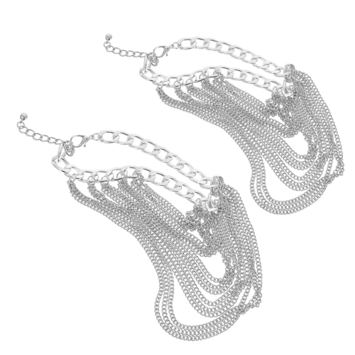 IMIKEYA 2 Stück Mehrlagige Metall Schuhketten mit Quasten Geometrisches Design Punk Schmuck für Damen Vielseitige Schuhdekoration für Sneaker Stiefel und High Heels Trendige Fußkettchen von IMIKEYA