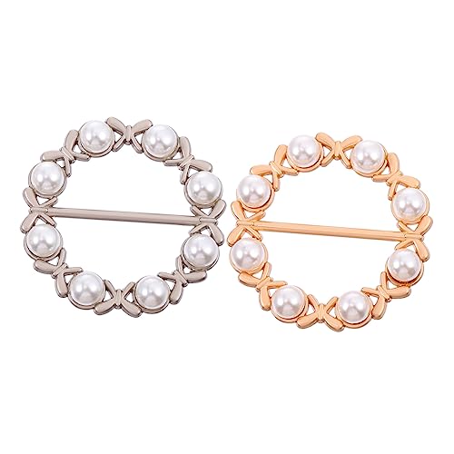 IMIKEYA 2 Stück Metallischer Schalclip mit Imitationsperlen Runder Form in Mattem Gold und Silber Vielseitiger Halter für Schals und Tücher Modisches Accessoire für Damen von IMIKEYA