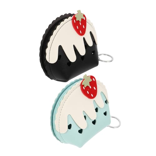 IMIKEYA 2 Stück Mini Geldbörse für Mädchen Kleines PU Münzfach mit Reißverschluss Kompakt und Langlebig Tragbar für Reisen Shopping und Alltag Süßes Design Blau und Schwarz von IMIKEYA