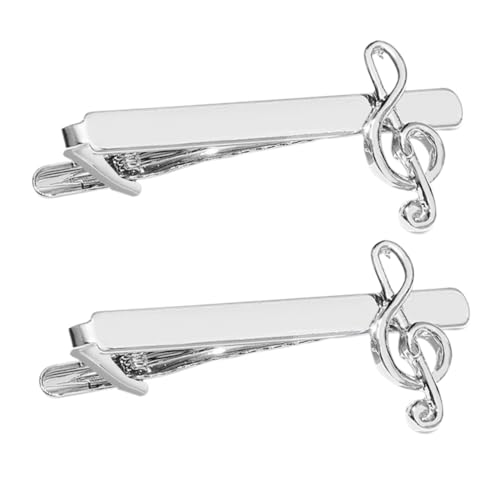 IMIKEYA 2 Stück Musikalische Krawattenklammer für Herren Dekorative Langlebige Tie Clip Anzug Klammer Notenform Passend für Krawattengrößen Leichter und Robuster Krawattenhalter von IMIKEYA