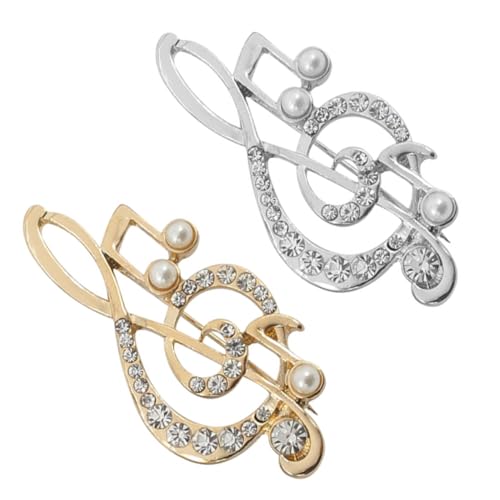 IMIKEYA 2 Stück Musiksymbol Brosche mit Strass Anstecknadel für Frauen für Schal und Kleidung Gold und Silber von IMIKEYA