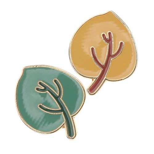 IMIKEYA 2 Stück Niedliche Broschen aus Zinklegierung Japanische Herbst Anstecknadeln für Kleidung und Rucksack Sichere Befestigung Elegantes Grün und Gelb von IMIKEYA