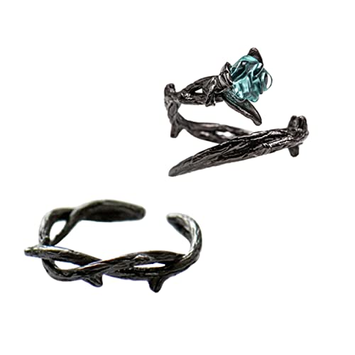 IMIKEYA Offener Ring Paar Ring 2 Stück Modischer Ehering Zarter Fingerdekorring für Damen und Herren Kreatives Design für Verlobung und Festivals für Paare und Freunde von IMIKEYA
