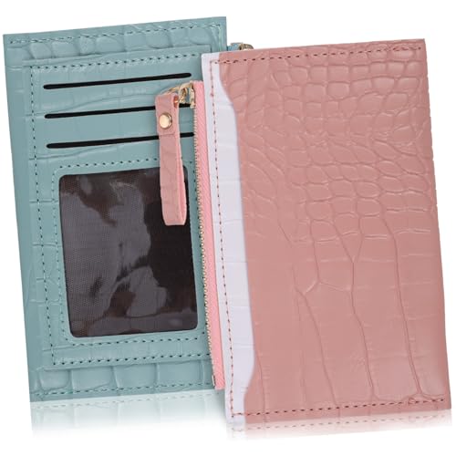 IMIKEYA 2 Stück PU Geldbörse Damen Krokodilprägung Münzgeldbörse mit Großem Fassungsvermögen Modische Prints Praktische Kartenfächer Leicht und Vielseitig für Alltag und Reisen von IMIKEYA