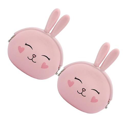 IMIKEYA 2 Stück Rosa Silikon Geldbörse Kaninchen Design Tragbare Münztasche Kleine Brieftasche Für Mädchen Schlüssel Und Wechselgeldtasche von IMIKEYA