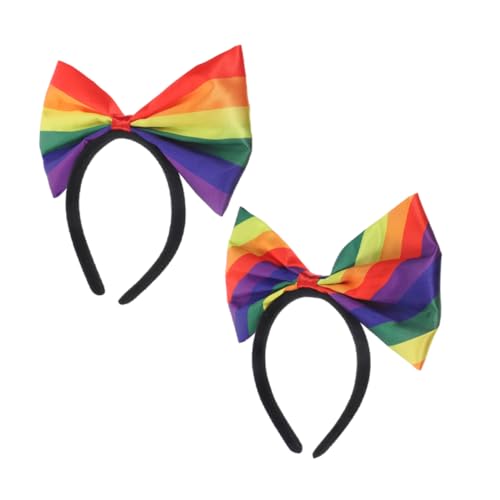 IMIKEYA 2stücke Regenbogen Haarreif Mit Schleife Stirnband Für Damen Und Mädchen Modische Kopfbedeckung Mit Gemusterten Streifen Leicht Und Angenehm Zu Tragen von IMIKEYA