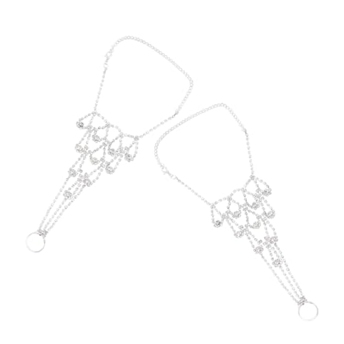 IMIKEYA 2 Stück Rhinestone Fußkettchen Verstellbar Glitzerndes Strand Schmuck Damen Knöchelarmband Leicht Komfortabel für Strandurlaub Hochzeit Sommerlichen Look von IMIKEYA