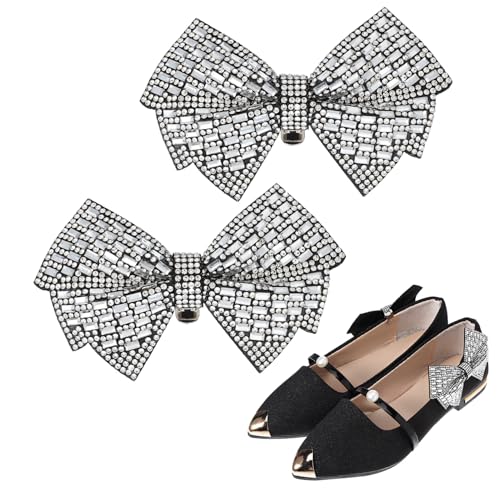 IMIKEYA 2 Stück Schleifen Schuhclips mit Funkelnden Strasssteinen Abnehmbare Pumps Schuhschmuck Vielseitige Dekorative Clips für High Heels Ballerinas und Damen Schuhe Elegantes von IMIKEYA