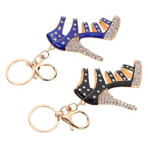 IMIKEYA 2 Stück Schlüsselanhänger High Heels mit Funkelnden Strasssteinen Schwarz Blau Modischer Schuh Anhänger für Damen Taschen und Autoschlüssel Dekorativ und Langlebig von IMIKEYA