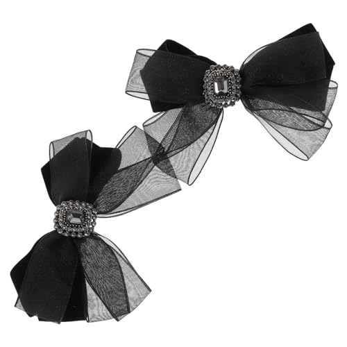 IMIKEYA 2 Stück Schwarze Strass Haarklammern mit Samt Schleife und Netzstoff Haarschleifen für Damen Langlebig Vielseitig für Hochzeit Party Fotoshooting von IMIKEYA