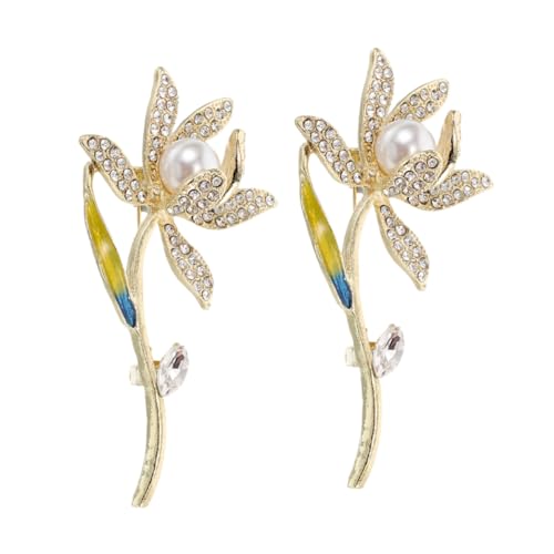IMIKEYA 2 Stück Strass Blumen Broschen Anstecknadeln Damen Schmuck für Anzug Hochzeit Festliche Kleidung von IMIKEYA