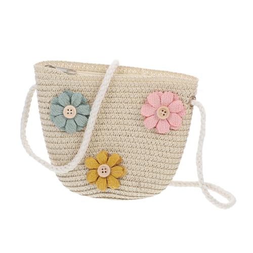 IMIKEYA 2 Stück Strohtasche mit Blumenverzierung Kleine Umhängetasche für Mädchen Leichte Modische Schultertasche aus Hochwertigem Stroh für Sommer Alltag und Strandgebrauch von IMIKEYA