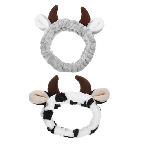 IMIKEYA 2 Stück Süßes Horn Haarband Weihnachts Elch Haarreifen mit Flauschigen Geweihen Tiergesicht Maske für Hautpflege und Make Up Anwendung für Frauen und Besondere Anlässe von IMIKEYA