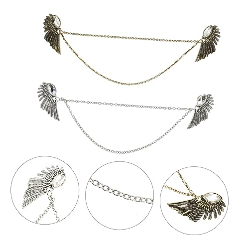 IMIKEYA 2 Stück Teiliges Angel Wing Kragenspangen Vintage Broschen mit Quaste Vielseitig für Strickjacken Pullover Schals Kleider und Hemdkrägen Eleganter Schmuck für Damen und Herren von IMIKEYA
