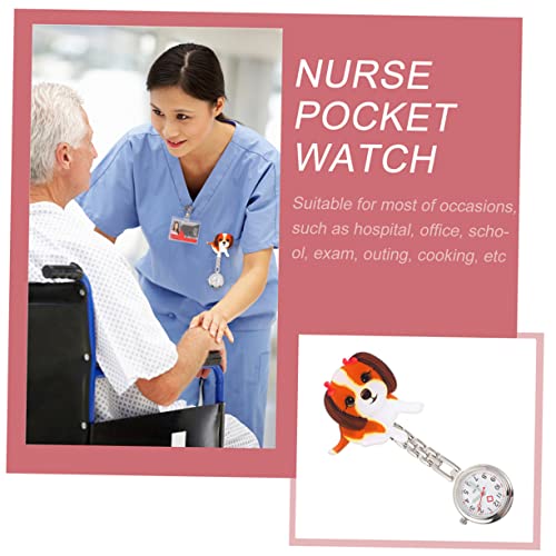 IMIKEYA 2 Stück Teiliges Cartoon Hund Taschenuhr Krankenschwester Uhr mit Kette Praktische Hängeuhr für Ärzte Pflegepersonal von IMIKEYA