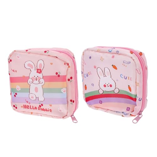 IMIKEYA 2 Stück Teiliges Menstruationspad Aufbewahrungsbeutel aus Robustem Stoff Tragbare Make Up Tasche für Damen Vielseitige Kosmetiktasche in Bunter Cartoon Optik für Reisen und Alltag von IMIKEYA