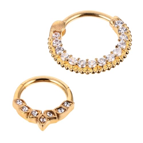 IMIKEYA 2 Stück Teiliges Nasenring aus mit Funkelndem Zirkonia Nasenpiercing Accessoires in Goldoptik Stilvoller Schmuck für Damen und Herren Elegant und Langlebig von IMIKEYA
