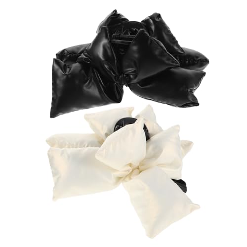 IMIKEYA 2 Stück Teiliges Schleifen Claw Barrettes Kunstleder Große Haarspangen Leichte Haarklammern für Damen Vielseitige Styling Helfer für Büro und Sport Schwarz und Weiß von IMIKEYA