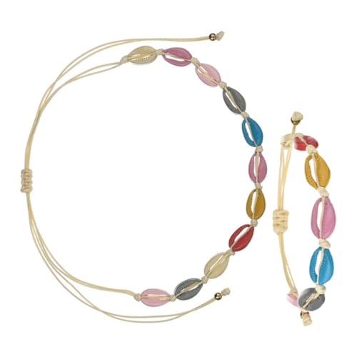 IMIKEYA 2 Stück Teiliges Shell Charm Armband für Damen Handgefertigtes Boho Armband Geflochtenem Seil mit Langlebigen Muscheln Perfektes Schmuckstück für Sommer und Besondere Anlässe von IMIKEYA