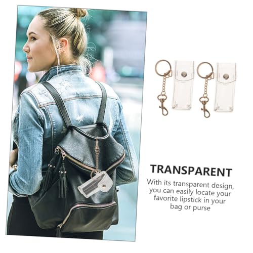 IMIKEYA 2 Stück Transparente Lippenbalsam Schlüsselanhänger mit Clip Lip Balm Halter und Taschenanhänger Praktischer Lippenstift Schutz und Schlüsselorganizer für Handtasche und Alltag von IMIKEYA