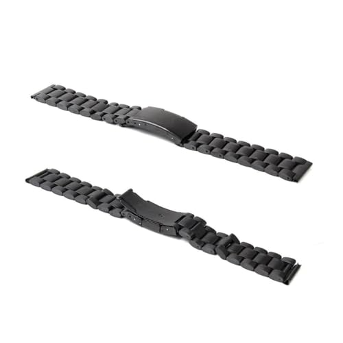 IMIKEYA 2 Stück Uhrenarmband Herren Damen Schwarz Solides Stahlband mit Geradem Ende Federstegen Faltschließe mit Druckknopf Ersatz für Beschädigte Armbänder von IMIKEYA
