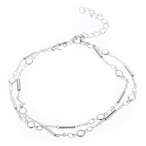 IMIKEYA 2 Stück Verstellbare Metallrohr Fußkettchen Für Frauen Geschichtet Fußschmuck in Silber Für Strand Hochzeit Und Alltag Einheitsgröße Praktisch Und Langlebig von IMIKEYA