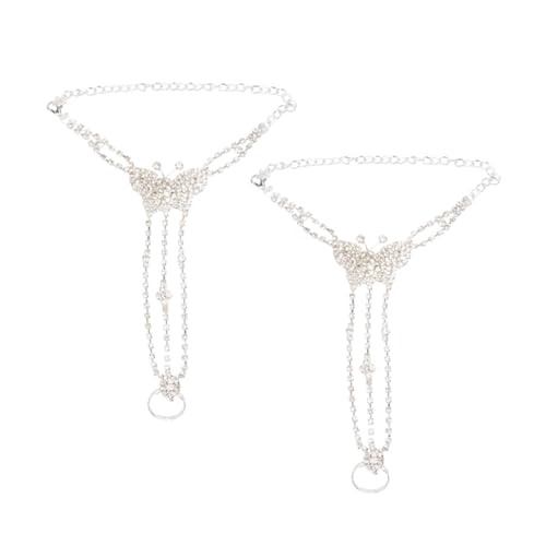 IMIKEYA 2 Stück Verstellbare Fußkette mit Strass für Damen Strand Schmuck Ankle Bracelets Fußschmuck für Hochzeiten und Sommeroutfits von IMIKEYA