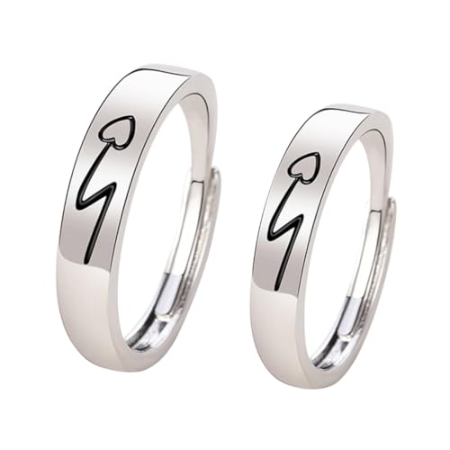 IMIKEYA 2 Stück Verstellbare Partner Ringe mit Herzmotiv Offene Couple Finger Ringe aus Robustem Material Leichte Verlobungsringe als Valentinstagsgeschenk für Damen und Herren IMIKEYA 2 Stück Verstellbare Partner Ringe mit Herzmotiv Offene Couple Finger Ringe aus Robustem Material Leichte Verlobungsringe als Valentinstagsgeschenk für Damen und Herren von IMIKEYA