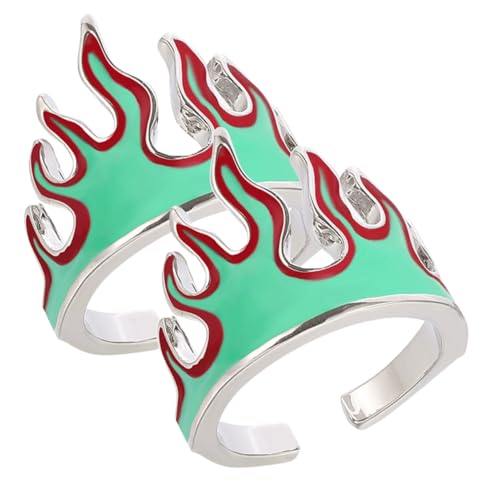 IMIKEYA 2 Stück Verstellbarer Damen Feuerflammen ringe aus Langlebigem Modische Offene Schmuckringe für Party Hochzeit und Alltag Hautfreundlich und Vielseitig Kombinierbar von IMIKEYA