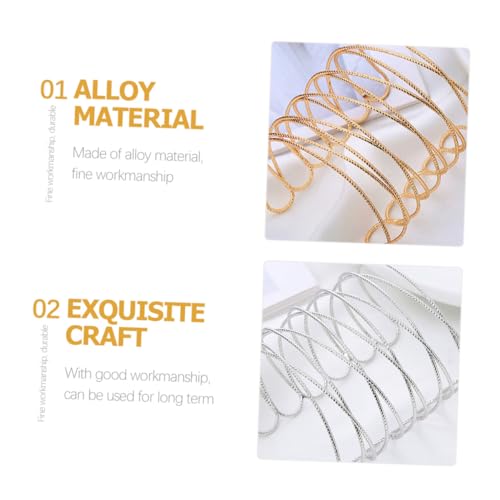 IMIKEYA 2 Stück Verstellbarer Offener Metall Armreif mit Filigraner Netzstruktur Hollow Armspange in Gold und Silber Eleganter Schmuck für Damen Passend zu Festlichen und Alltagslooks von IMIKEYA