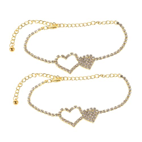 IMIKEYA 2 Stück Verstellbares Fußkettchen mit Hohlem Herzanhänger und Funkelnden Strasssteinen Eleganter Fußschmuck für Damen für Strandpartys und Sommerliche Outdoor Events von IMIKEYA
