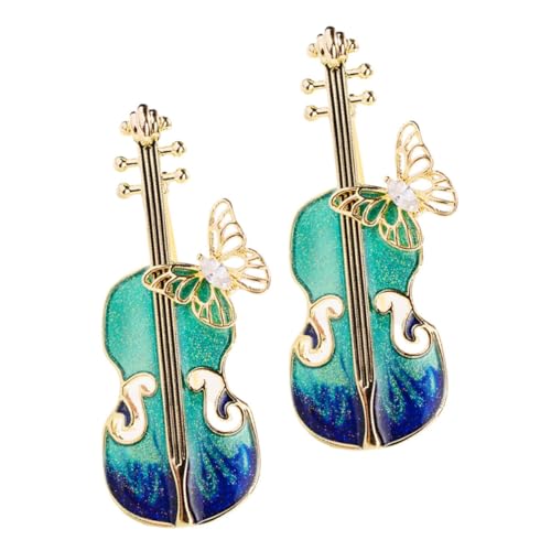 IMIKEYA 2 Stück Vintage Blaue Violinbroschen Damen Anstecknadeln Leichtes Musikschmuck Accessoire Modischer Kleidungsabzeichen Für Schals Jacken Hemden von IMIKEYA