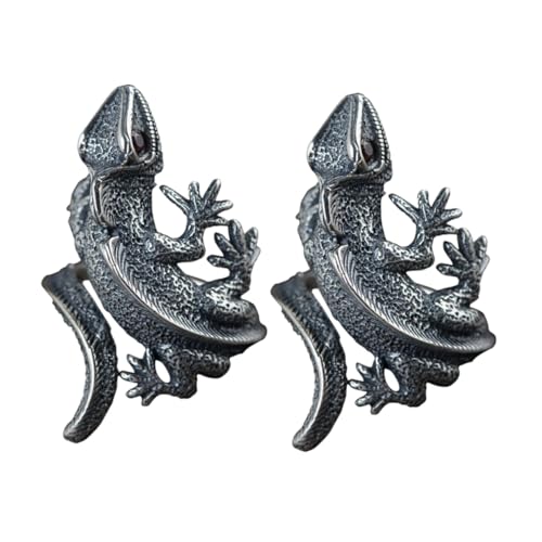 IMIKEYA 2 Stück Vintage Eidechsen ringe mit Roten Augen Offener Verstellbarer Statement ring Kreativer Reptilien Schmuck für Frauen Modisches Handaccessoire mit Kunstvollem Design von IMIKEYA