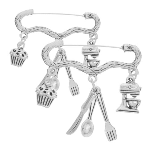IMIKEYA 2 Stück Zinklegierung Bäckerbrosche Vielseitige Anstecknadeln für Backliebhaber Modische Küchen dekoration Geschenk für Konditoren und Backenthusiasten Backzubehör Schmuck von IMIKEYA