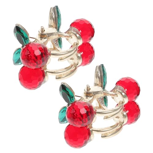 IMIKEYA 2 Stücke Kirsche Haarklammer Kleiner Haarspangen Metallklammern für Mädchen Rutschfeste Strass Haarclips für Dünnes Haar von IMIKEYA