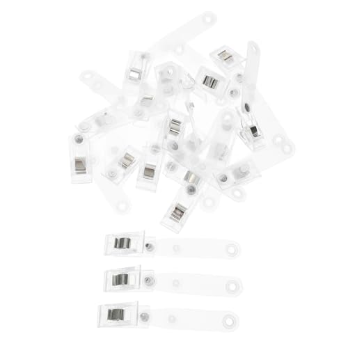IMIKEYA 20 Stück Double Hole Badge Clips Metall und Kunststoff mit Design Stabile Namensschildhalter für Ausweise Transparente Kartenhalter für Arbeit Konferenzen und Events von IMIKEYA